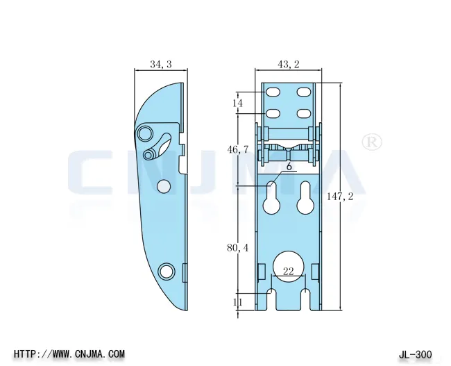 Technical Drawing of Chest Freezer Spring Hinge