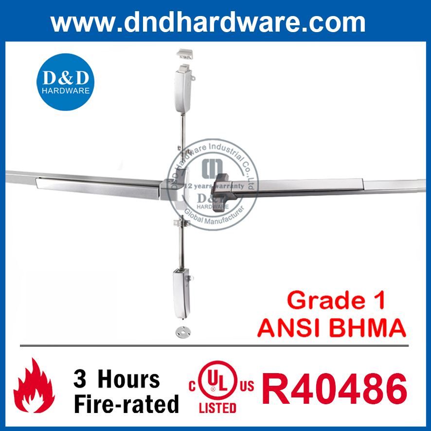 SUS304 Panic Exit Device Rim Lock Panic Push Bar with Smoke Alarm