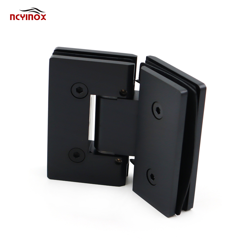 Heavy Duty Adjustable Solid Brass Spring Pivot Clamp Frameless Glass Door Hinge for Bathroom/Shower Room, Glass to Glass