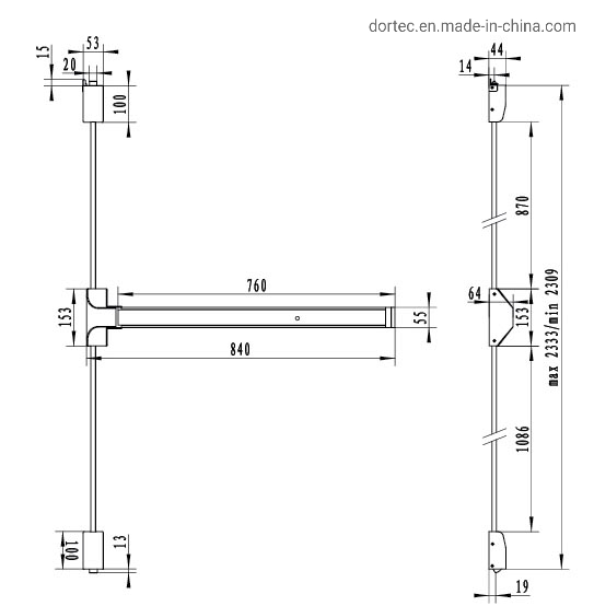 Emergency Exit Vertical Panic Hardware for Double Fire Door