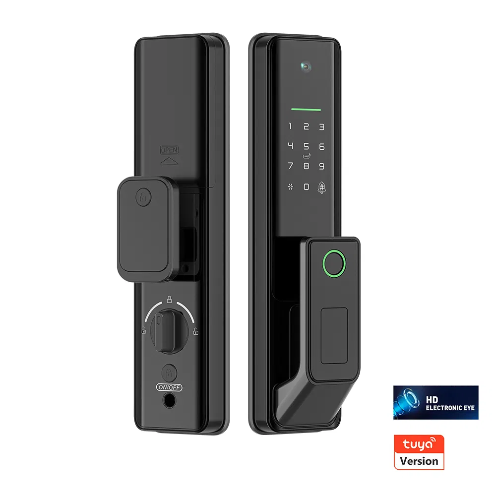 Keyless Entry Door Lock with Fingerprint Recognition Camera Digital Code Unlock Smart Lock System for Home Apartment Office