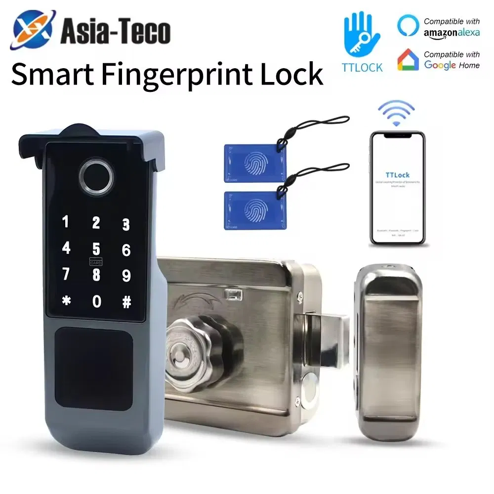 Hahalock APP Fingerprint Smart Door Lock Waterproof Outdoor Gate Bluetooth Password IC Card Lock Keyless Deadbolt Mechanical Key