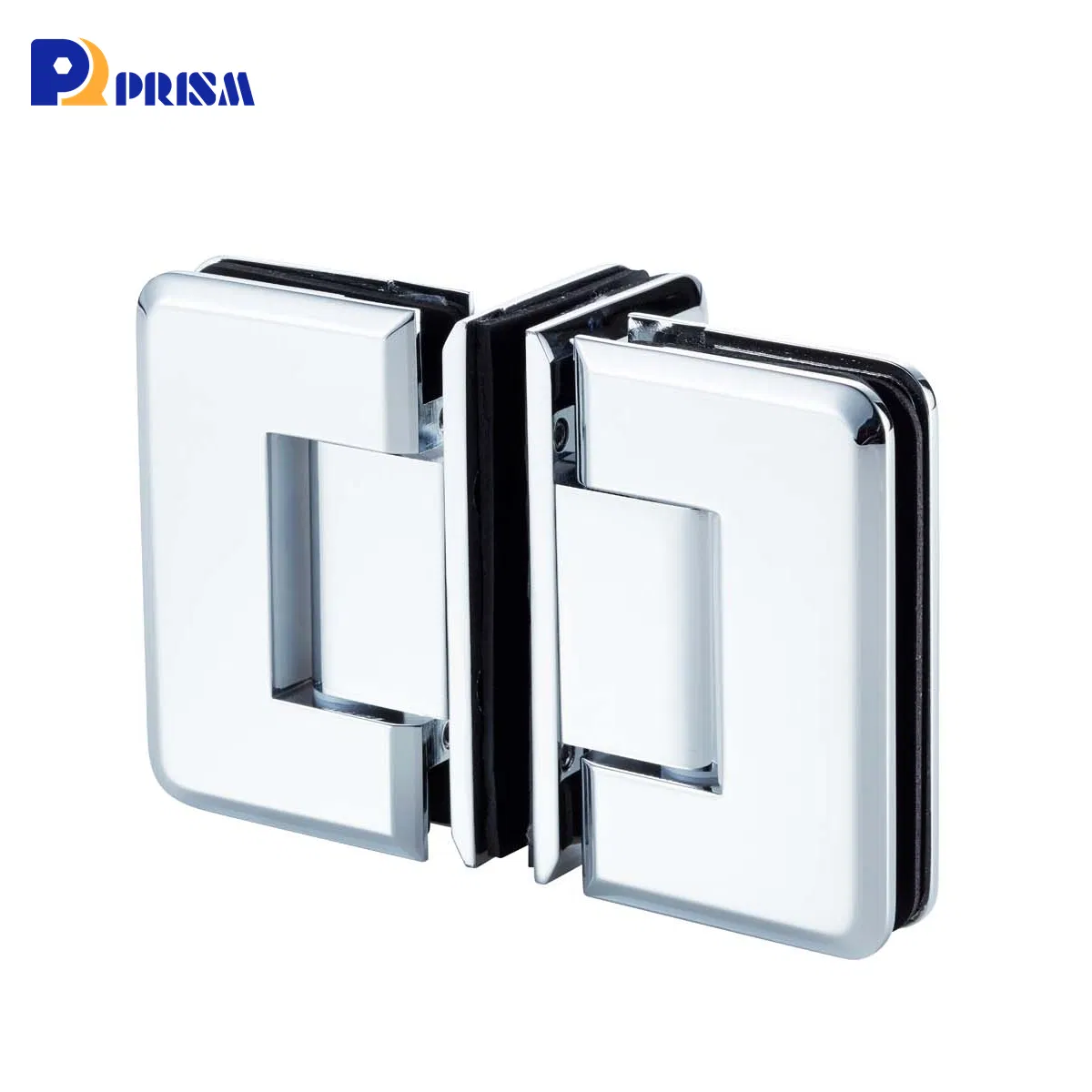 Heavy Duty Brass Chrome Plated Bathroom Glass Door Hinges 90° Wall Mounted -Beveled Edges