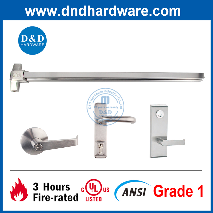Stainless Steel ANSI UL Panic Exit Device Double Door Panic Bar Supplier