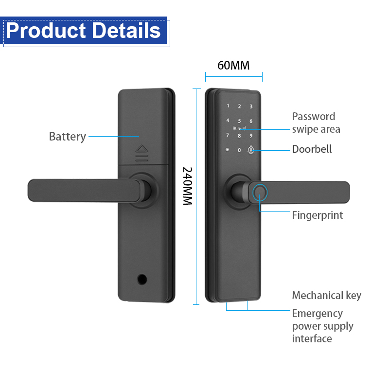 Camakt WiFi Electronic Digital Handle Smart Lock Smart Keyless Entry CE/FCC for Apartment Bedroom