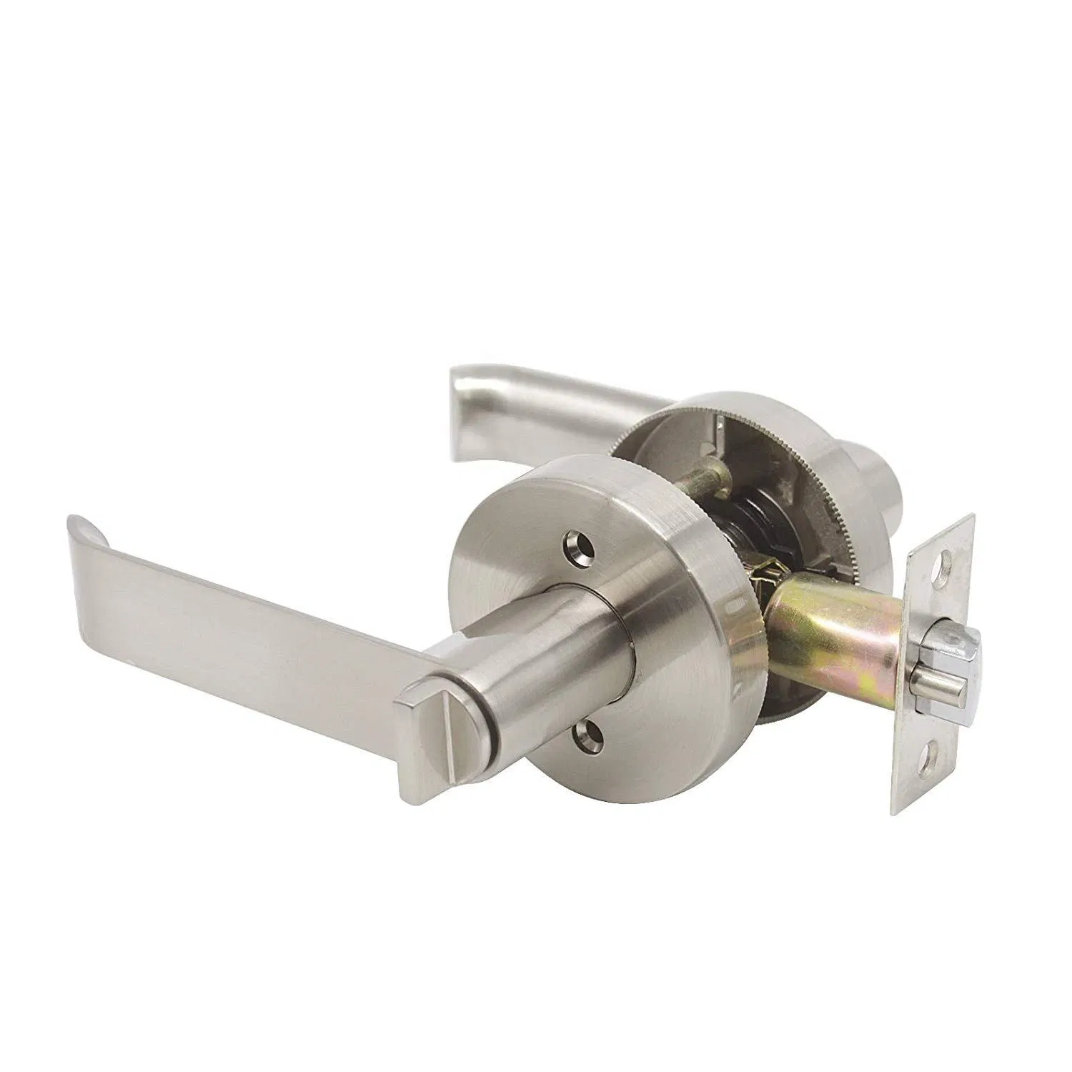 Mechanical Door Handle Lock Tubular Structure Keyed Entrance Privacy Bedroom Passage Door Brushed Satin Nickel