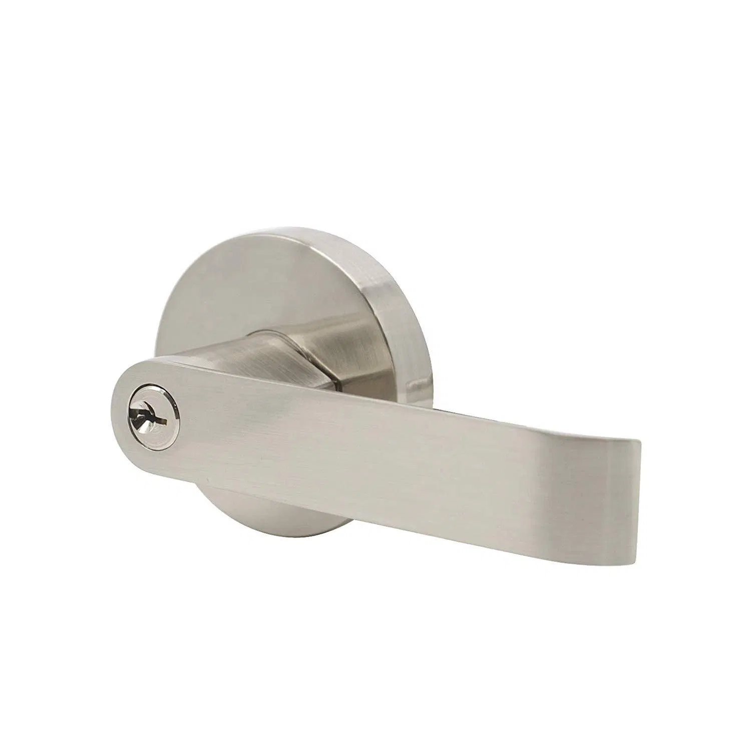Mechanical Door Handle Lock Tubular Structure Keyed Entrance Privacy Bedroom Passage Door Brushed Satin Nickel