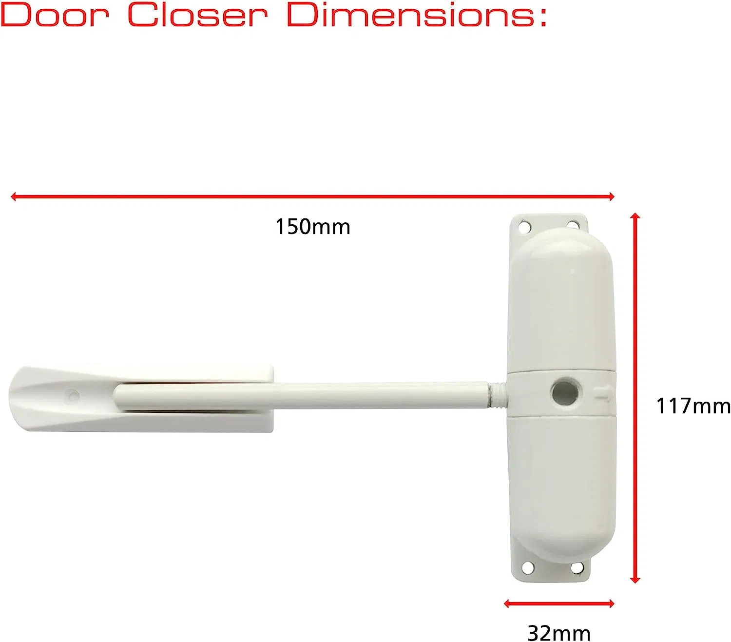 Surface Mounted Door Closer White Spring Loaded Adjustable Automatic Fire Rated