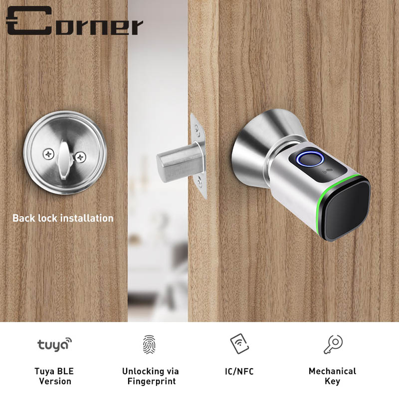 Mechanical Key Backup USB Charging Port Support Electronic Keyless APP Function Smart Door Lock