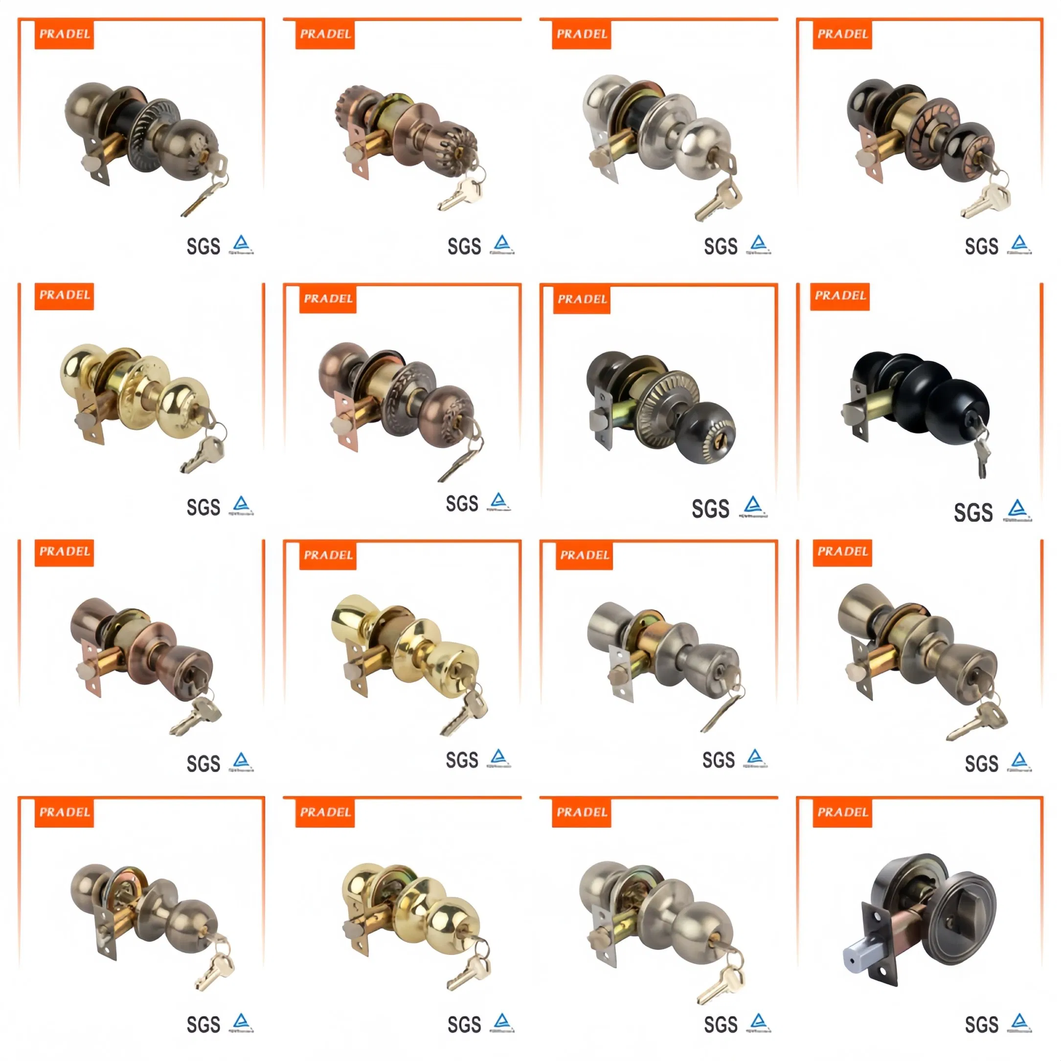 Home Bedroom Hardware Pull Handle Accessory Door Knobs with Locks Push Mechanical Round Cylindrical Door Locks Cerraduras Para Puerta for Wooden Doors