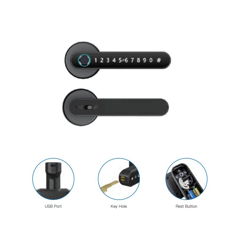 Smart Fingerprint Door Lock, Keyless Entry Door Lock with Handle