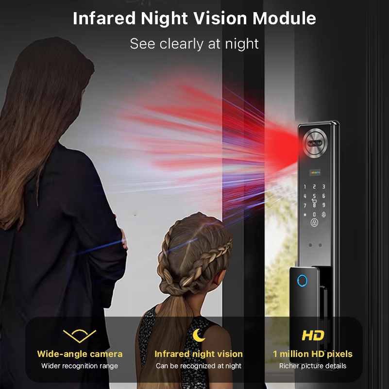 Face Recognition Smart Door Lock 6068 Mortise Tuya WiFi Fingerprint Cerradura Inteligente Digital Lock with Camera for Home