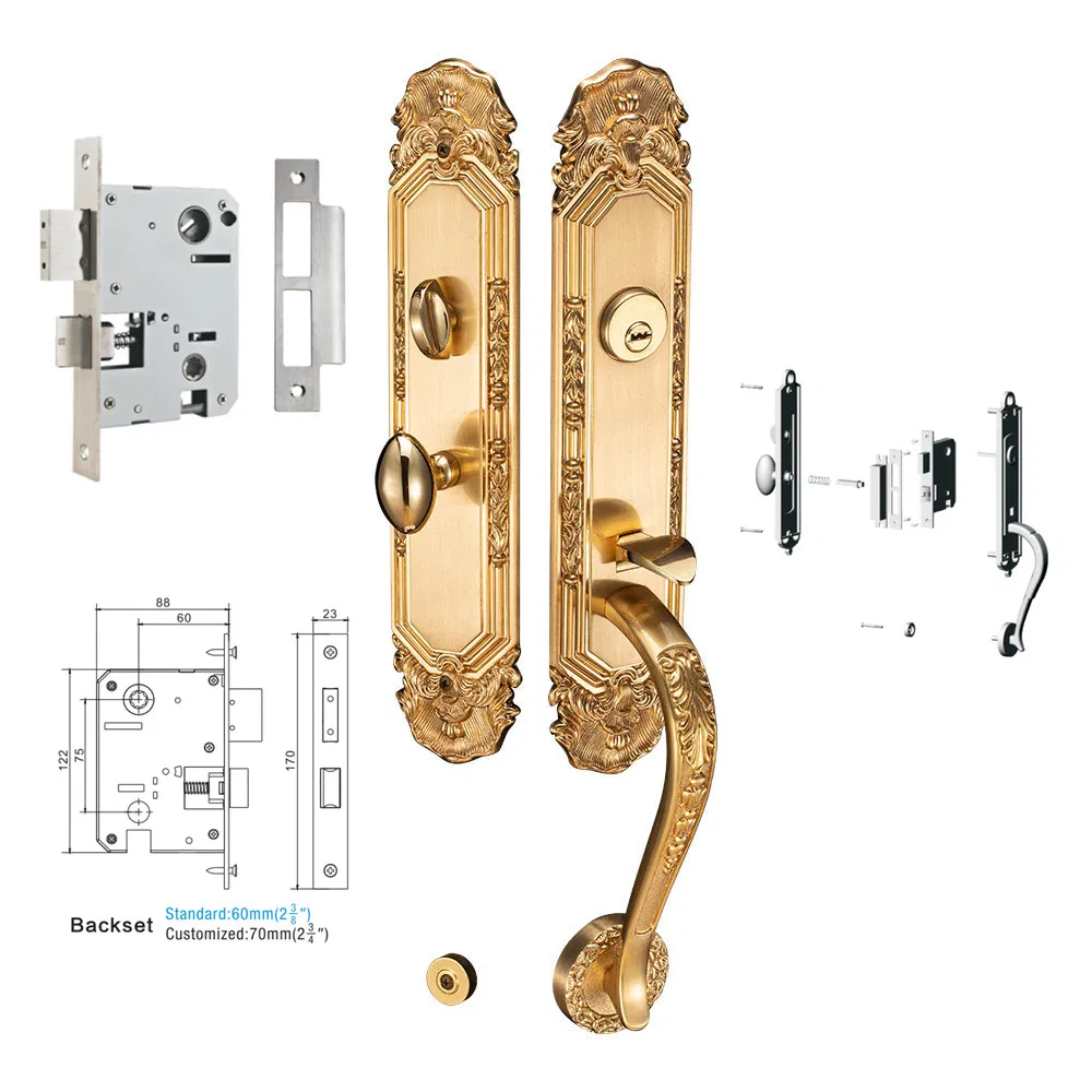 Luxury Safety Zinc Alloy Solid Keys Handle Mechanical Door Lock
