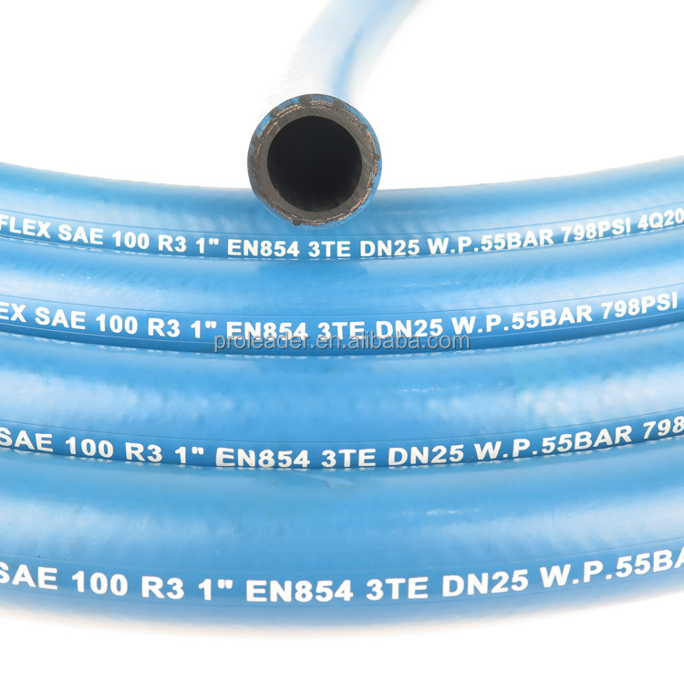 SAE 100 R3 Medium Pressure EN 854 3TE Two Textile Yarn Reinforcement Oil Fuel NBR Rubber Air Water Gas Hose Tube With Fittings