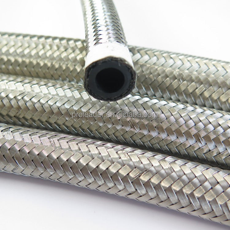SAE J1532 Stainless Steel Braided Race Fuel Line Fittings 6An 8An 10An NBR &amp; EPDM With Steel Wire Reinforcement Oil Cooler Hose