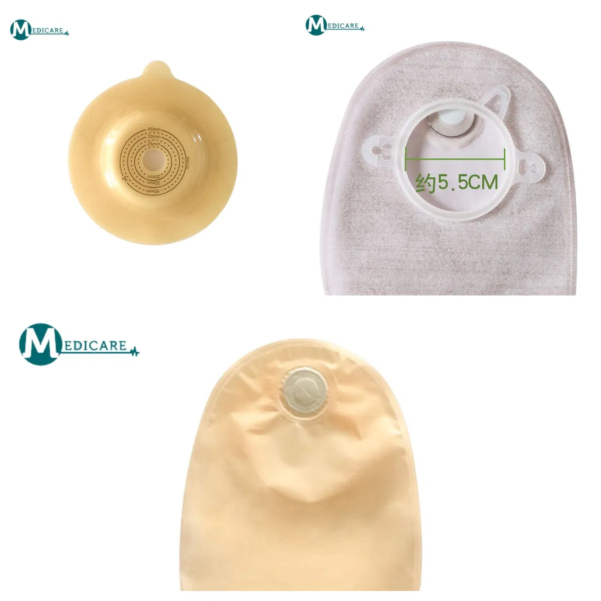 Medical Consumables 15-70mm One Piece Hydrocolloid Drainable