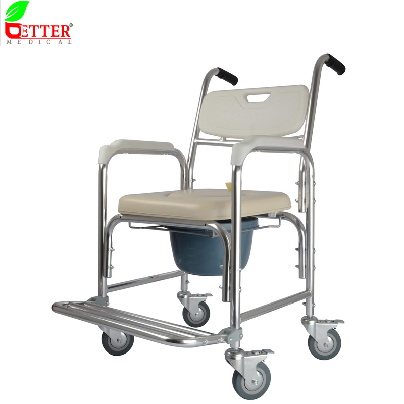 Mobility Products Three-in-One Aluminum Shower Commde Chair with Wheels