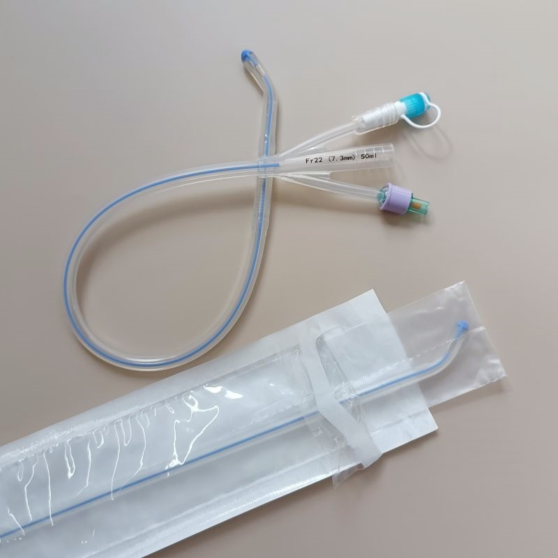 3 Way Silicone Foley Catheter with Curved Tip 50ml Balloon Fr20/22