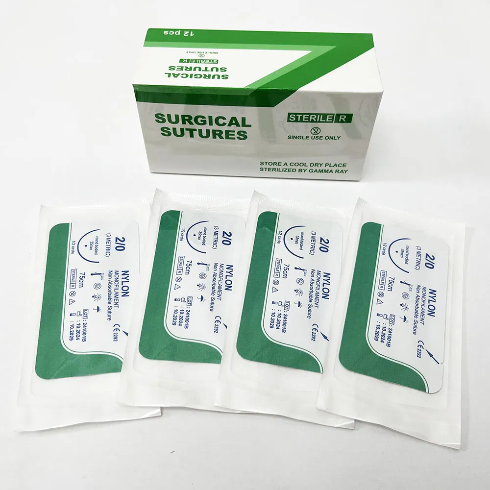 High-Strength Surgical Suture Absorbable or Non-Absorbable PGA Silk Catgut Polyester Nylon Surgical Suture Thread with Needle