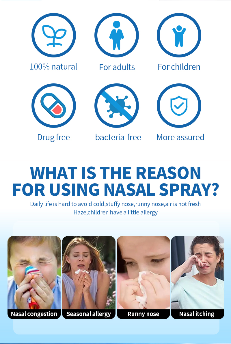 500ml Natural Seawater 0.9%&amp; 2.3% Concentration Nasal Cleaning Moisturizing Saline Solution