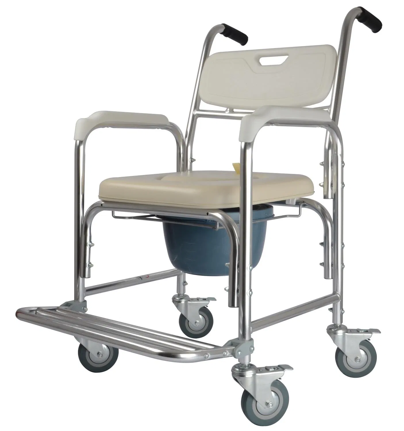 Mobility Products Three-in-One Aluminum Shower Commde Chair with Wheels