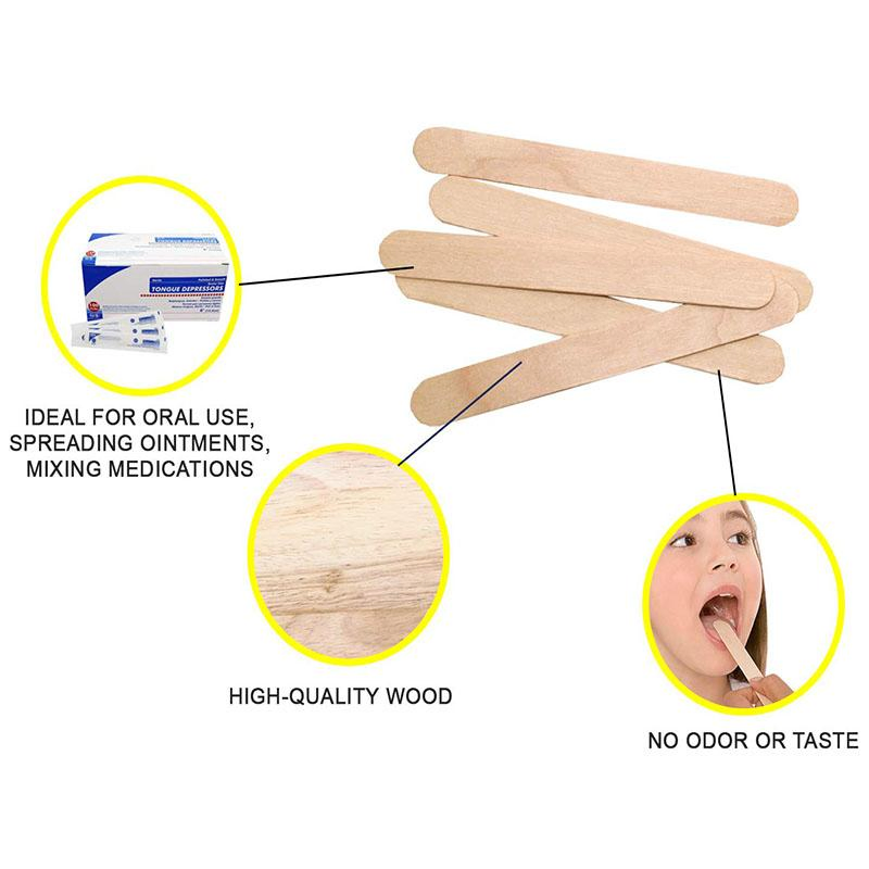 HD9 - Medical Packaging Sterile 150 * 18 * 1.6mm Wooden Disposable Tongue Depressor