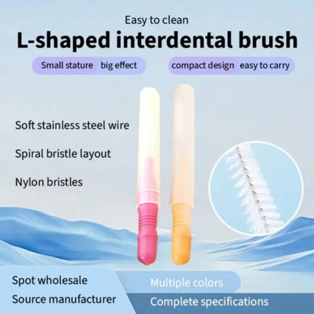 L Shape Interdental Brush for Orthodontic Patients Cleans Around Wires and Brackets