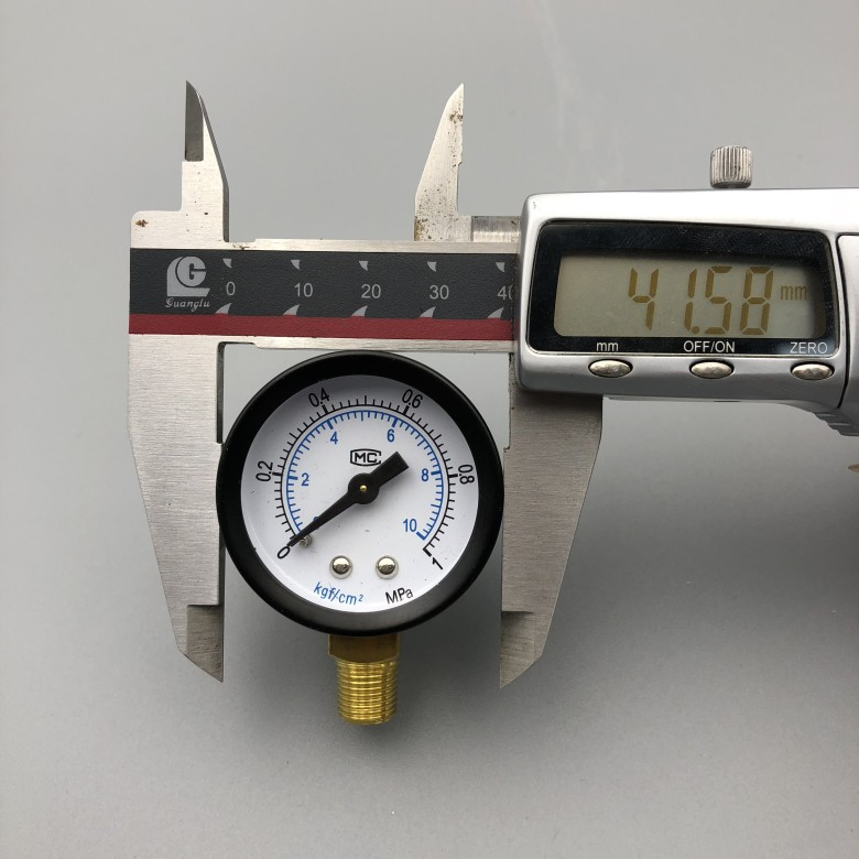 Y-40 Black Iron Case Dial 40mm Low Bottom Pressure Gauge Manometer Oil