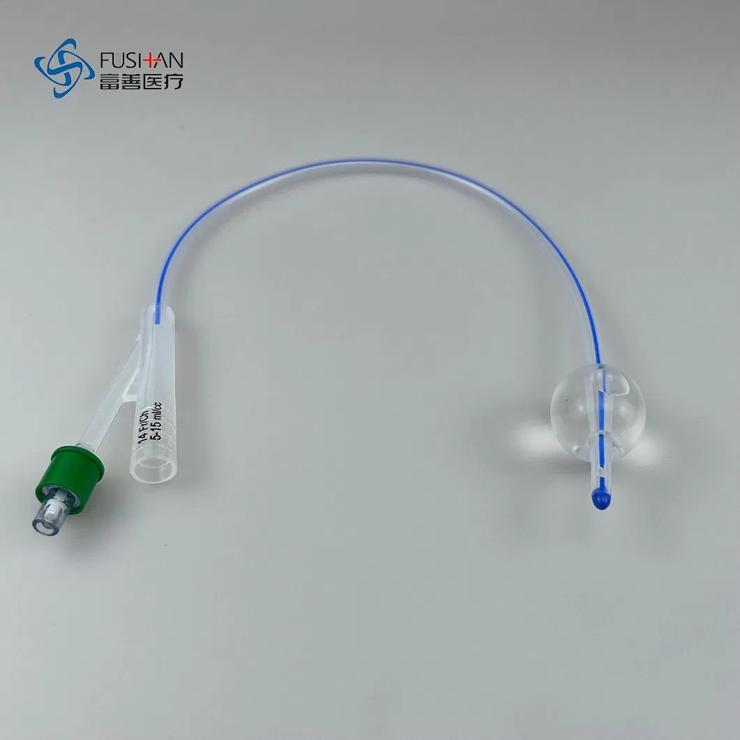 Fushan Disposable Medical 2 Way Silicone Foley Catheter Nelaton Tube Medical Consumables with Urine Bag 6fr-24fr CE ISO13485