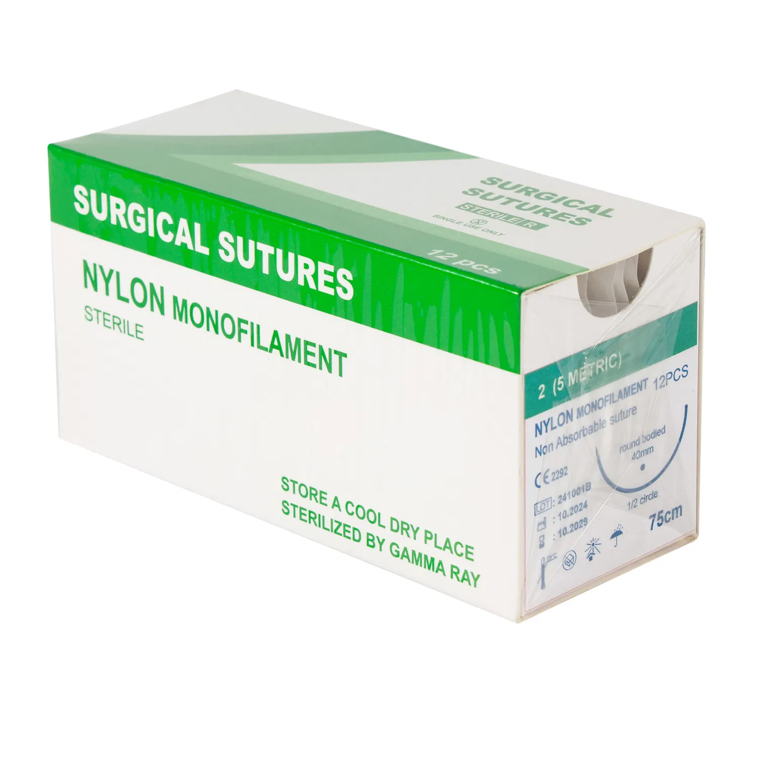 Factory Price 2/0 6/0 7/0 8/0 10/0 Medical Silk Surgical Braided Nylon Suture Thread with Double Curved Needle Surgical Suture Kit