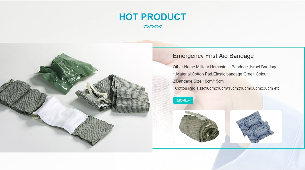 Mdr CE Approved Sterile Disposable Packaging Green Military Style Emergency Bandage 10/15cm X4m Israeli Bandage