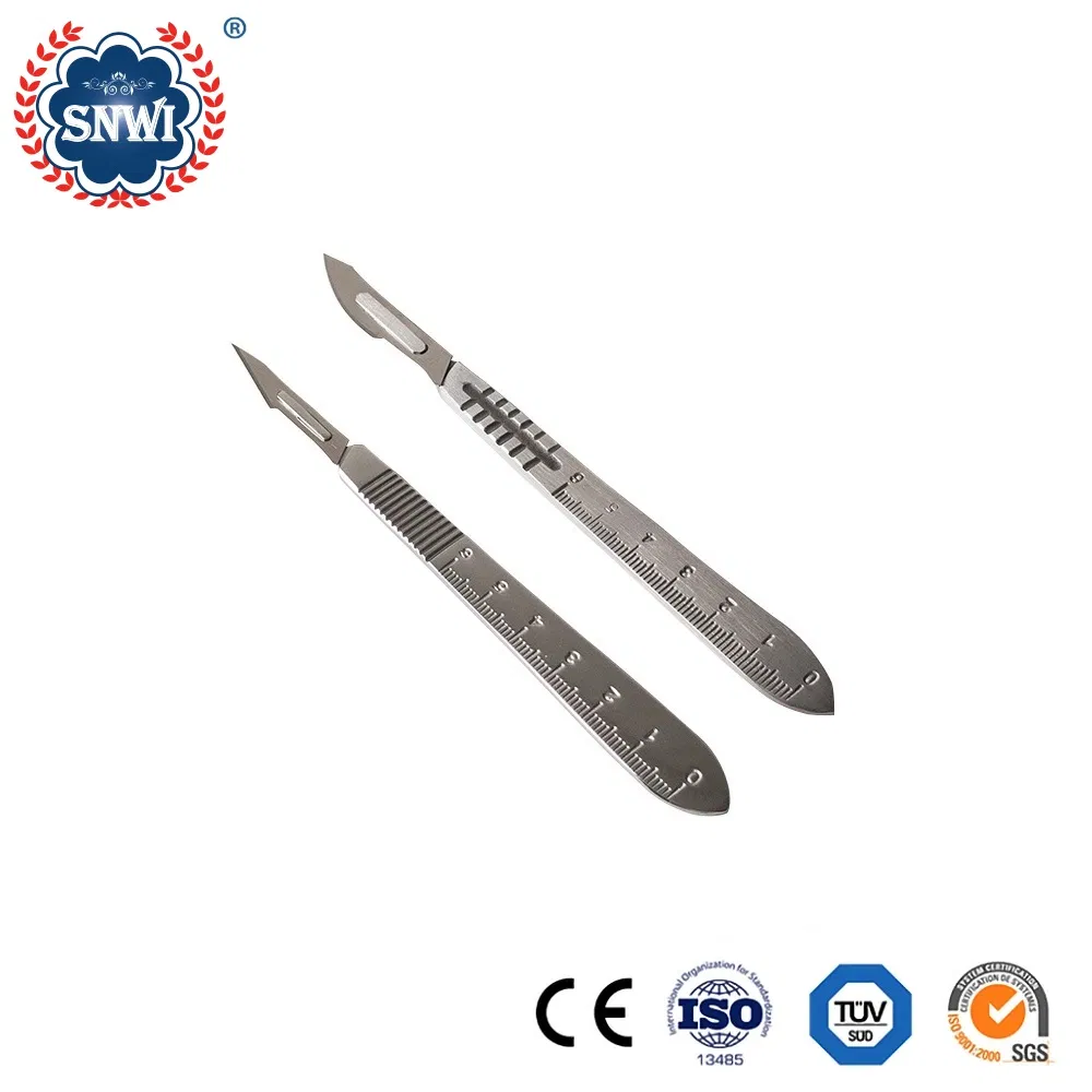 Hospital Disposable Stainless Carbon Steel Surgical Blade Scalpel Knife with Plastic Handle