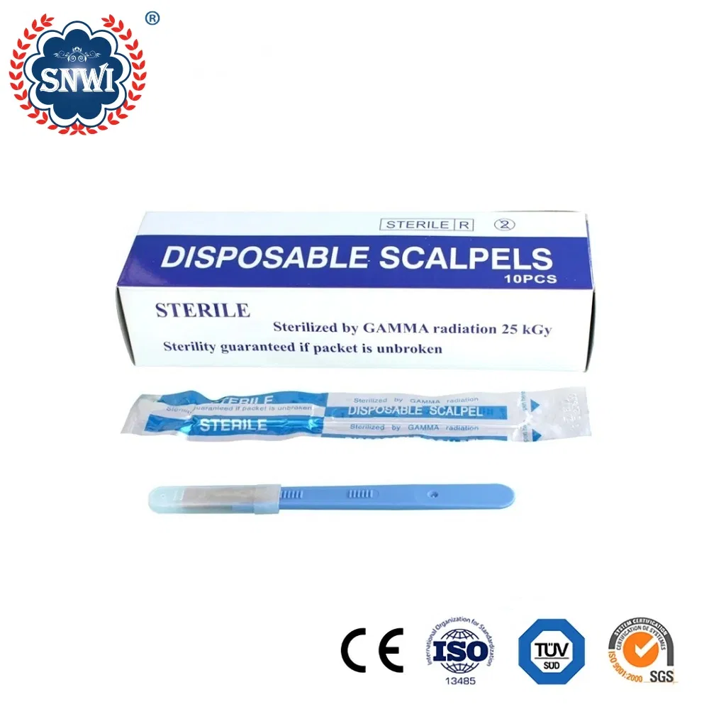 Hospital Disposable Stainless Carbon Steel Surgical Blade Scalpel Knife with Plastic Handle