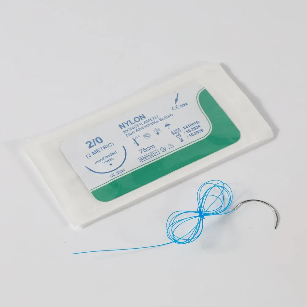 Non Absorbable Nylon Suture with Needle Set for Medical Surgery and Wound Healing Care