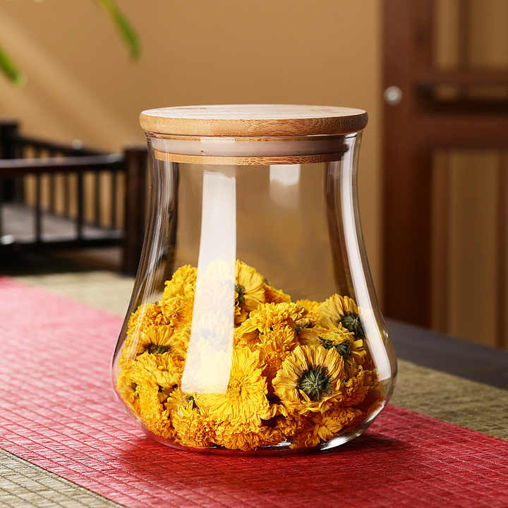 Hot Sale Household Kitchen Refrigerator Storage Glass Spice Jars with Bamboo Lid