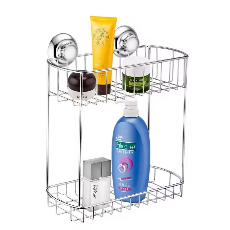 Adhesive Wall-Mounted Bathroom Rack with Multiple Shelves for Toilet and Sink Organization