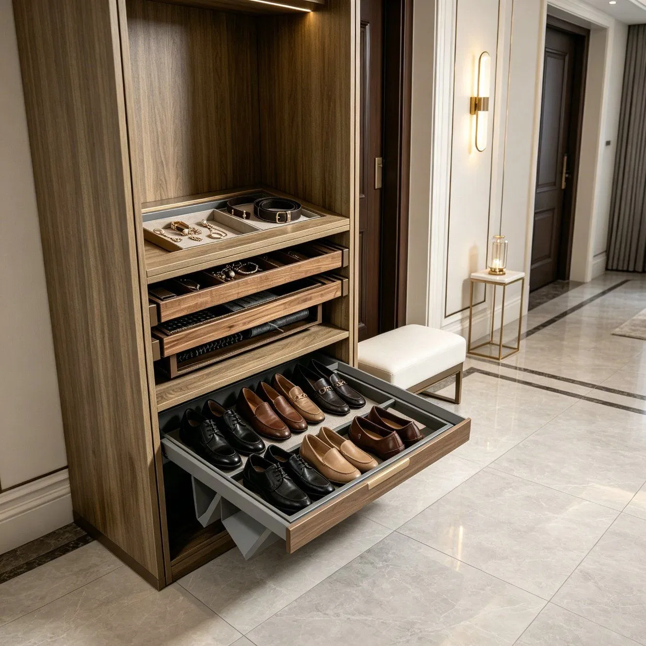 Pull out Wardrobe Shoe Rack Soft Close Cabinet Organizer