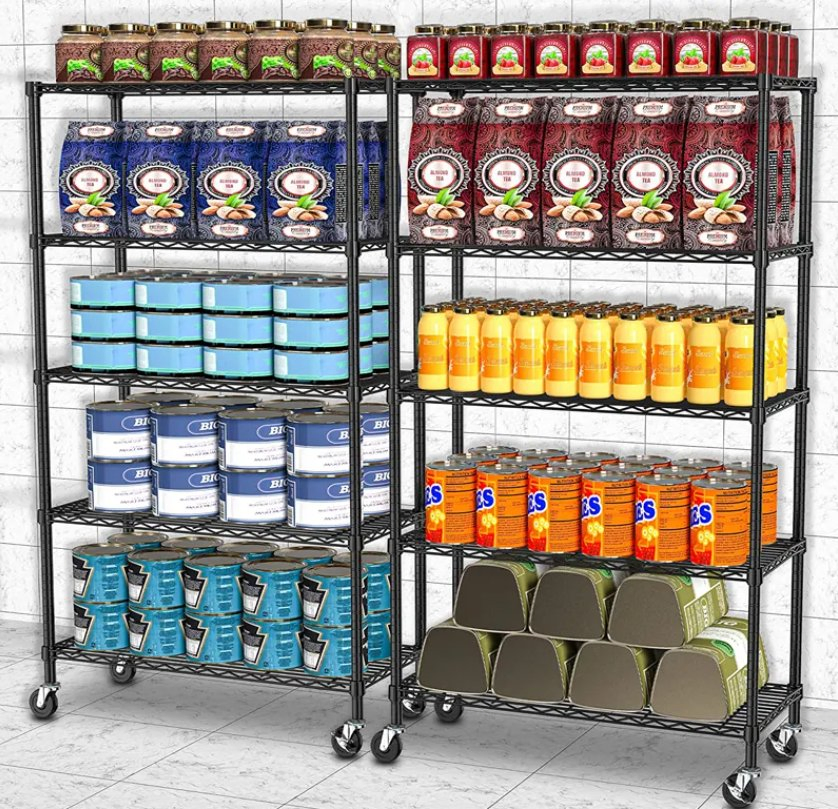 Kitchenware Heavy Duty 5 Tier Wire Shelving Unit Shelves Storage Rack Metal Trolley Storage