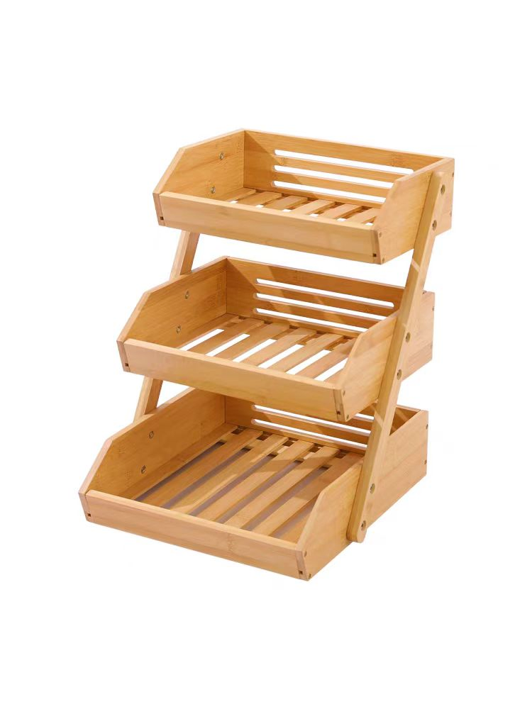 Multi-Purpose Snack Shelf: Foldable Wooden Kitchen Storage Solution