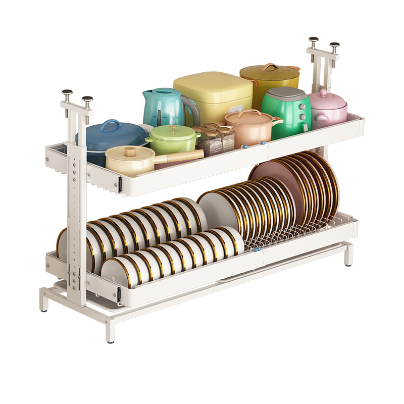 Stainless Steel Space Aluminum Kitchen Accessories Tools Spice Pantry Organizer Scalable Cabinet Pull-out Basket Seasoning Storage Rack