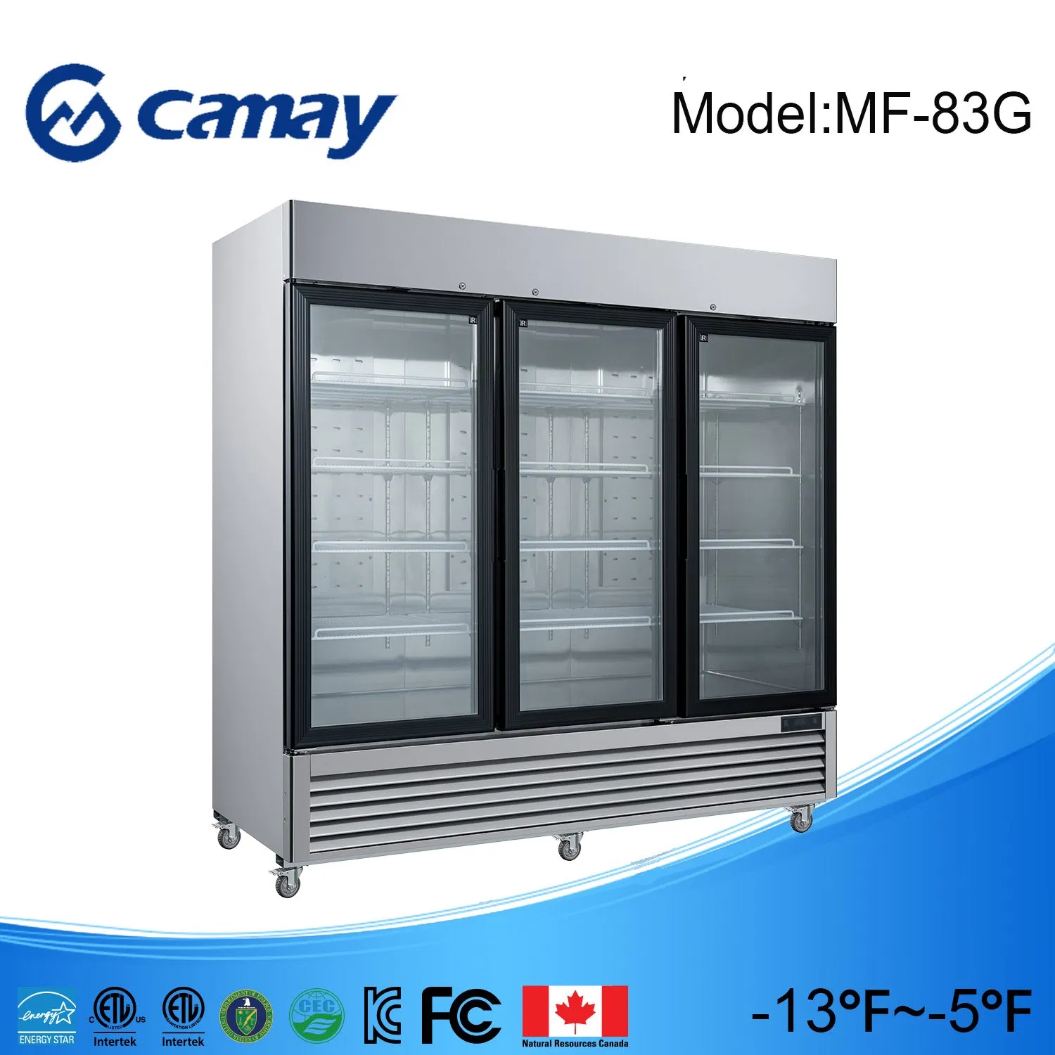 Hottest Supermarket Large Capacity Freezer Vertical Rounded Corner Ergonomic Construction Fridge