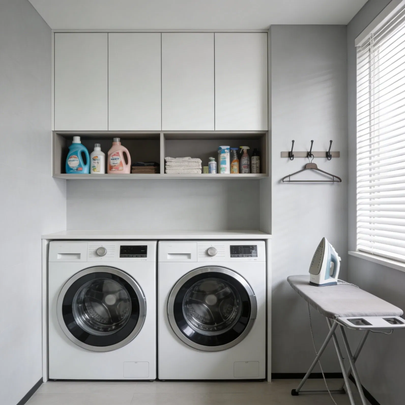 Practical Laundry Cabinet with Multi Storage Compartments