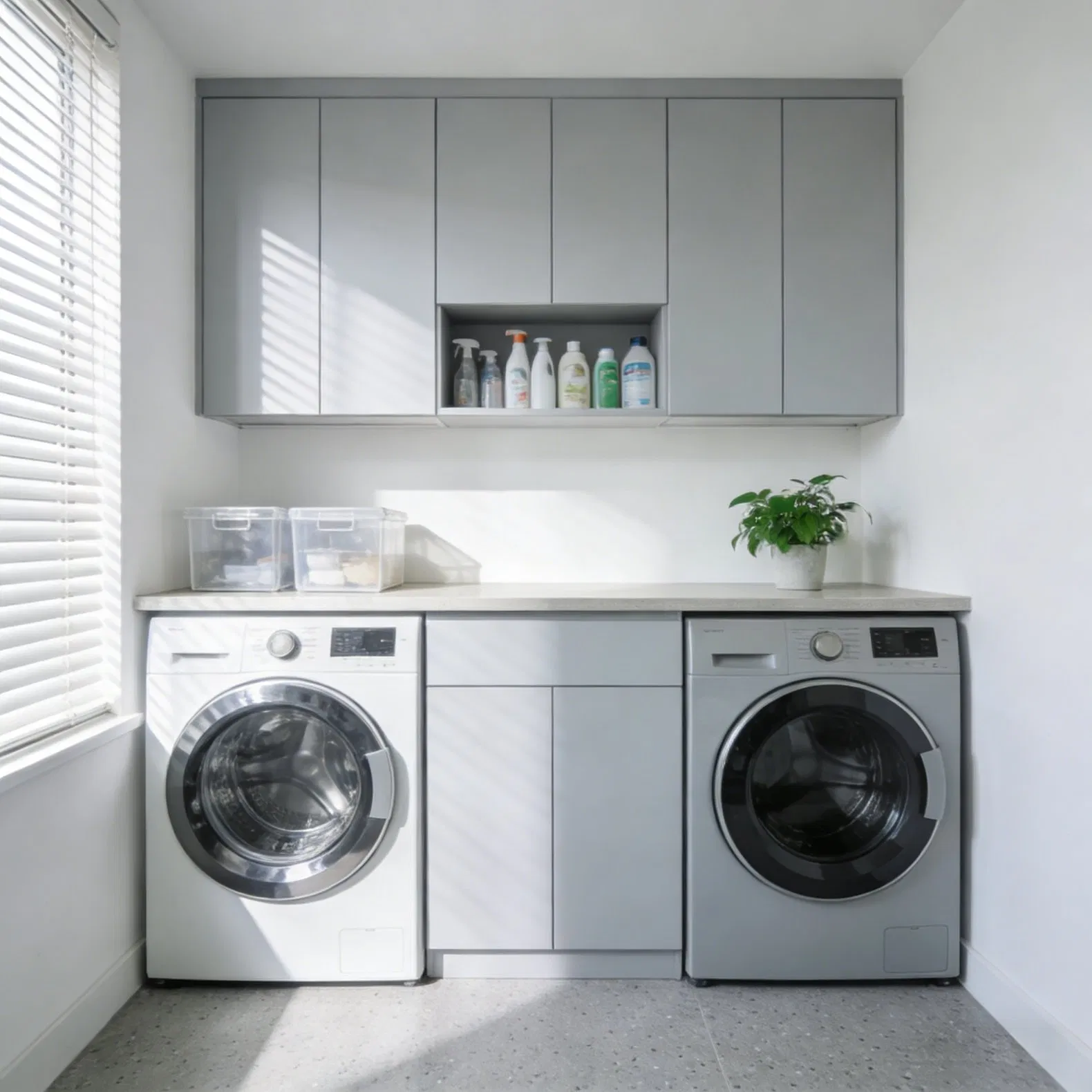 Practical Laundry Cabinet with Multi Storage Compartments