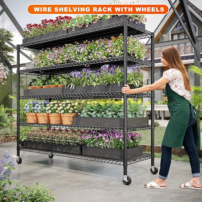 5 Tiers Wire Shelving Display Warehouse Rack Shelves Storage