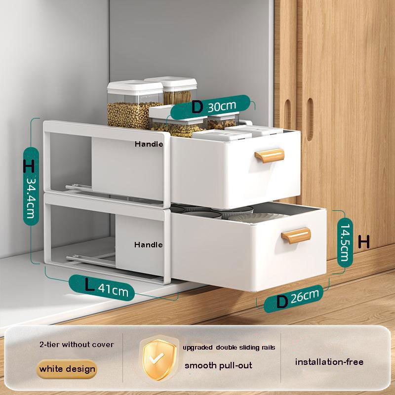 Versatile Cabinet Drawer Storage Solution with Slide-out Feature