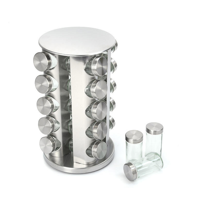 Cylinder Spice Rack Stainless Steel Seasoning Bottle Storage Kitchenware Condiment Container Sets