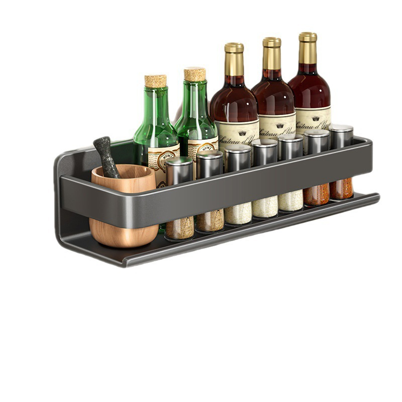 Kitchen Wall-Mounted Spice Rack Carbon Steel Kitchen Cabinet Storage Rack