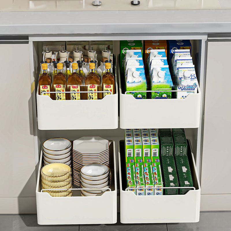 Adjustable Kitchen Cabinet Storage with Multi-Layer Pull-out Design