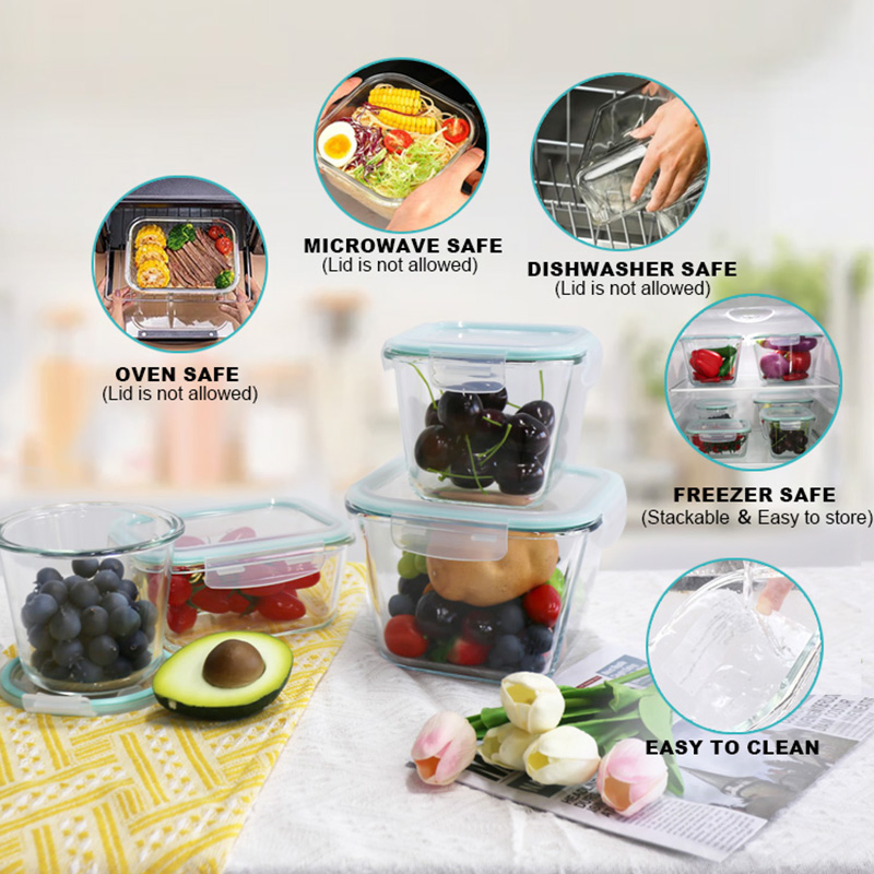 Deep Large Borosilicate Glass Food Storage, Oven Safe, Great for Marinating Meats, Keeping Food Fresh in Refrigerator &amp; Pantry