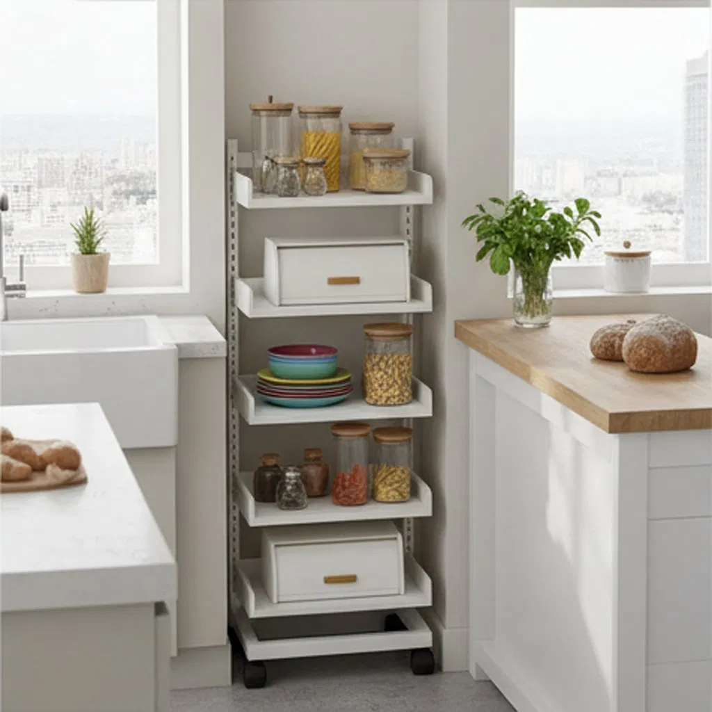 Factory Multi-Tier Multiple Colors Available Kitchen Cookware Shelf Tools Panssaucepans Storage Organization Floor-to-Floor Cart Racks